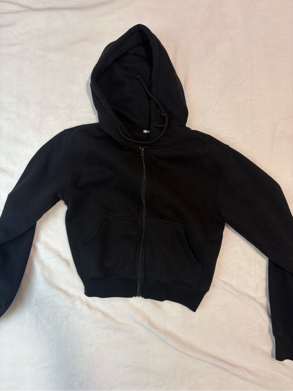 Ardene Black Zip-Up Cropped Hoodie Sweater